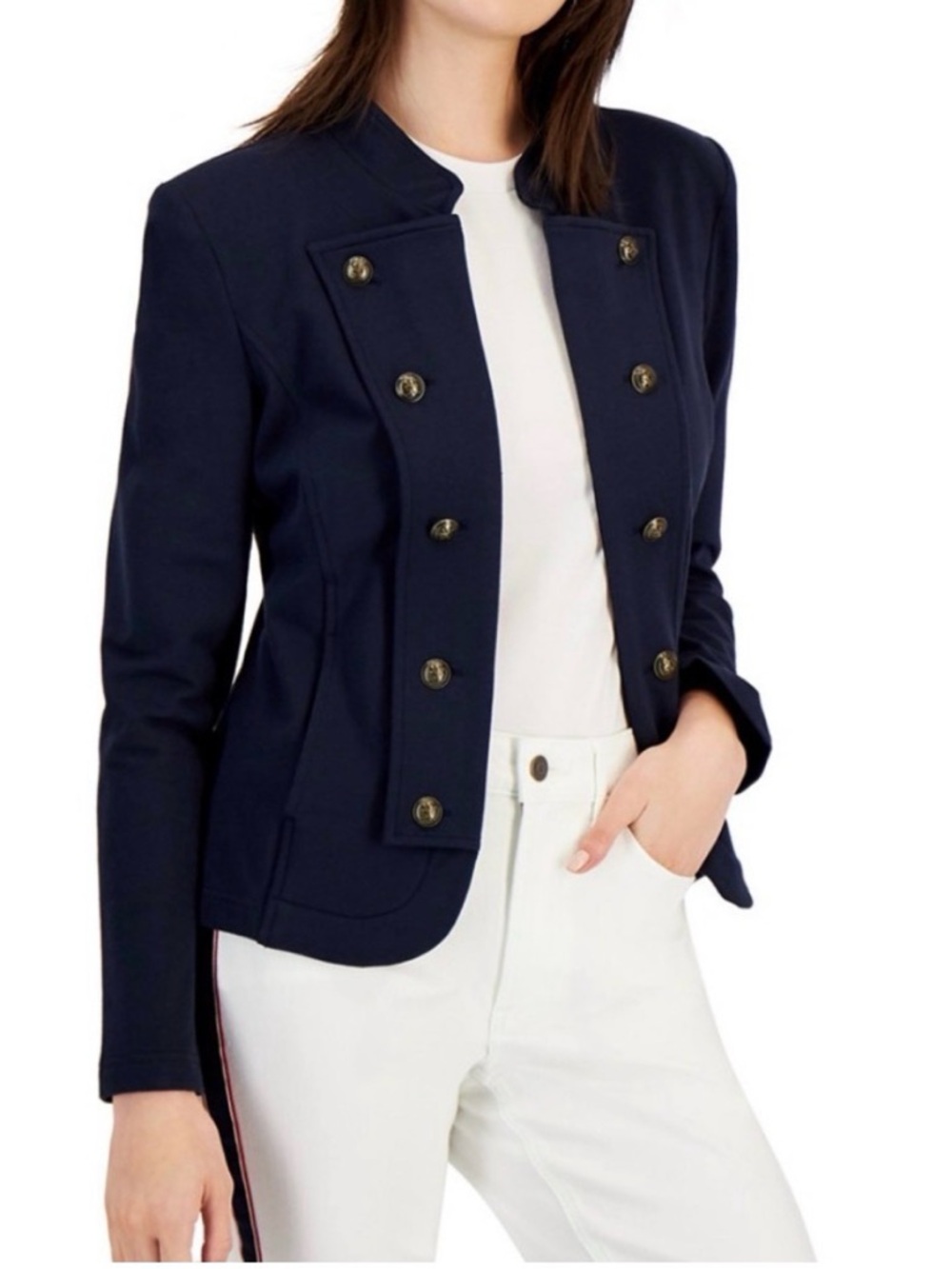 Tommy Hilfiger Navy Military-Style Button Jacket